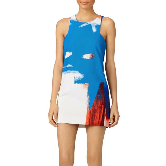 Milly shift dress red white blue abstract pattern mini sleeveless sheath 4 - Picture 1 of 5